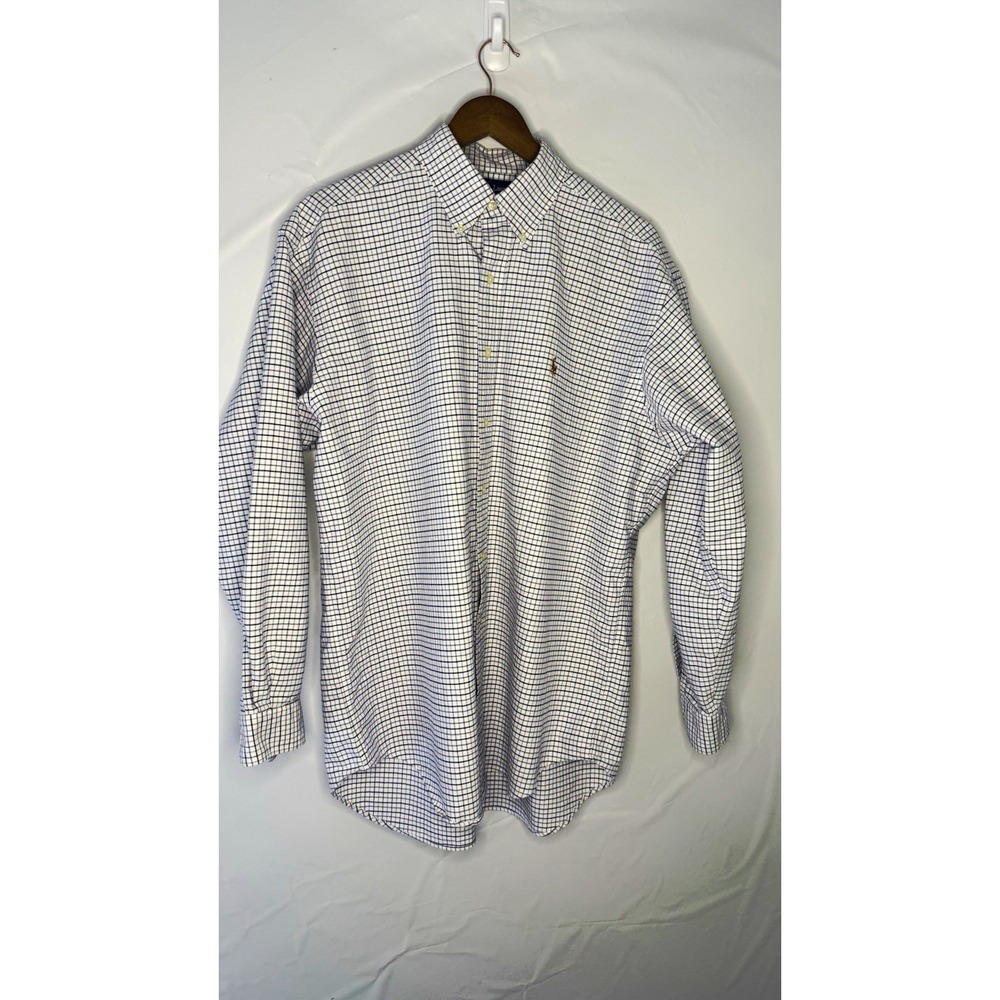 Ralph Lauren Men's L Cotton Woven Long Sleeve Button-Up Point Collar Check